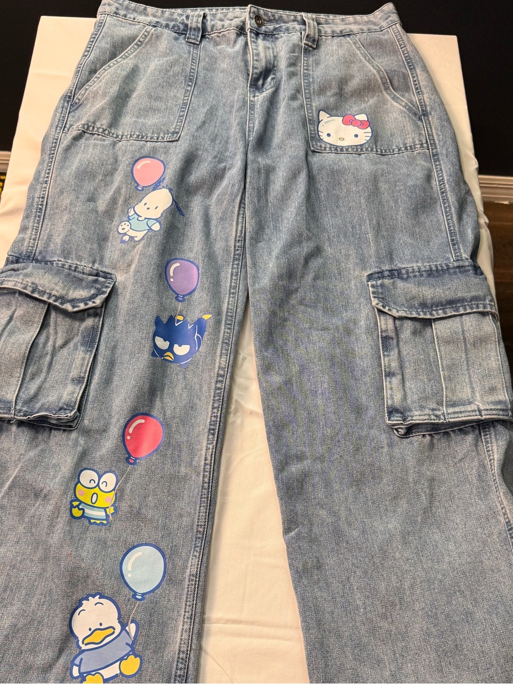 Sanrio Hello Kitty Character Balloon Wide Leg Jeans Y2K Sz 9